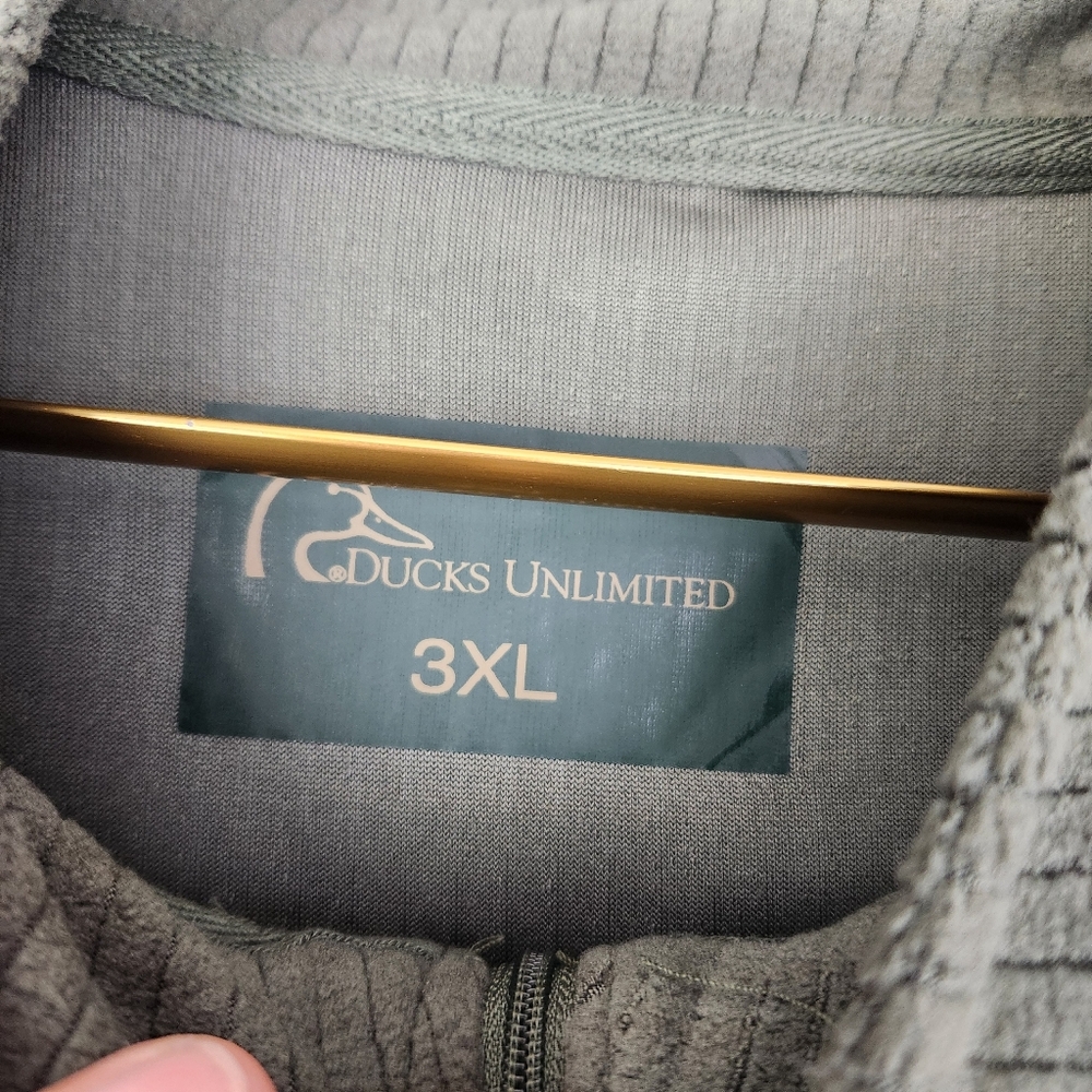 Ducks Unlimited Mens 3XL Green Ribbed 1/4 Zip Pullover Fleece Outdoor Sweater - Picture 3 of 10